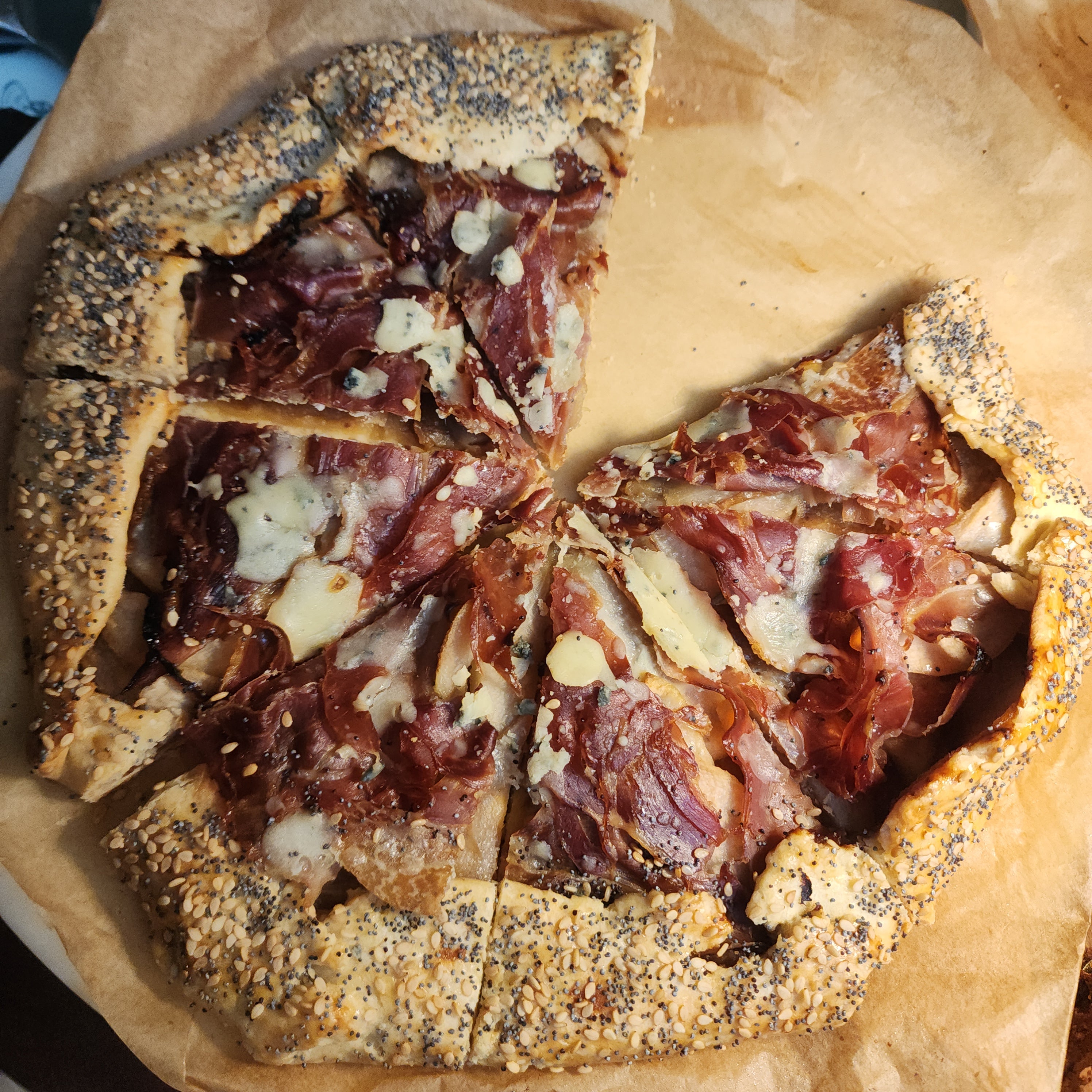 Pear Proscuitto Gorgonzola Galette